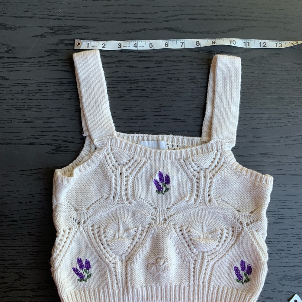 Pink Rose Cream Sweater with Purple Accents